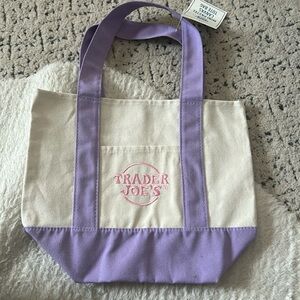 Trader Joe's Purple and Cream Tote Bag